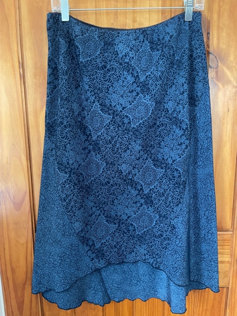 Norton McNaughton Vintage Navy Blue Floral-Print Pull on Skirt Petite Large
